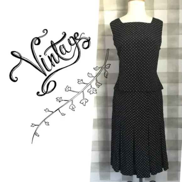 DANY Polkadot Black Skirt Set Made in Italy - Picture 4 of 17